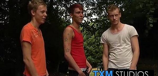  These hot twinks enjoy fucking and jerking under the sun